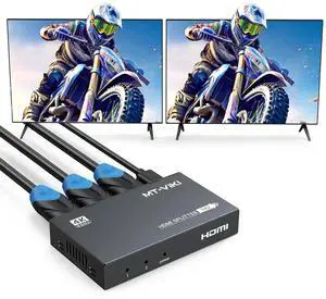 MT-VIKI HDMI Splitter 4K@60Hz, HDMI Splitter 1 in 2 Out, RGB 4:4:4, HDMI2.0b, HDCP2.2, 18Gbps, Full UHD Distributor for PS4 Fire Stick HDTV