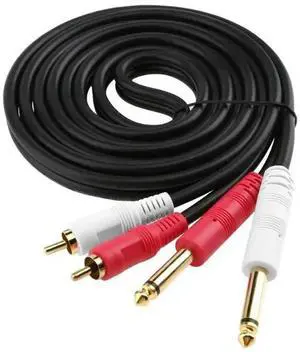 JAENFONG Dual RCA to 2x 6.35mm 1/4'' Mono TS Plug Audiophile Audio Cable for Mixer Amplifier 2RCA to 2 6.5 DVD cord 2m/3m/5m/8m