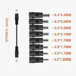 JAENFONG 8 in 1 DC 5.5x2.1mm Power Cable with DC Plugs Jack 3.5mm 4.0mm 4.8mm 6.4mm 6.3mm Adapter Connectors Laptop Charger For Router JAENFONG 8 in 1 DC 5.5x2.1mm Power Cable with DC Plugs Jack 3.5mm 4.0mm 4.8mm 6.4mm 6.3mm Adapter Connectors Laptop Charger For Router