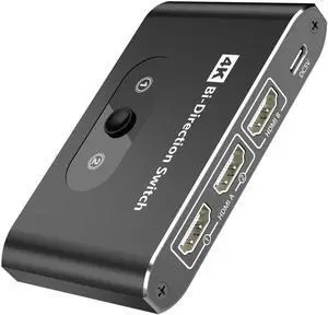 HDMI Switch 4K@60hz Splitter, Bidirectional Switcher Selector 2 in 1 Out/1 in 2 Out, Aluminum Manual HDMI Hub Supports HD Compatible with Xbox PS5/4/3 Blu-Ray Player Fire Stick Projector Computer