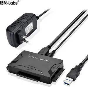 IDE/SATA to USB 3.0 Converter - SATA to IDE/SATA Adapter Combo w/ 12V2A Power Adapter for 2.5"/3.5"SATA /IDE/SSD Hard Drive Disks, Supports 6TB