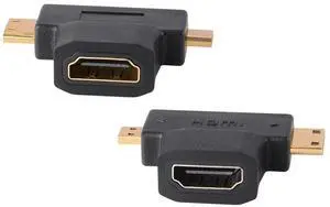 JAENFONG 2 in 1 HDMI Adapter, 2 Pack Mini and Micro Male to HDMI Female Universal T Adapter with Gold Plated Connectors