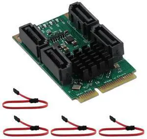 JAENFONG Expansion Adapter PCIE To SATA Expansion Card Full Height MPCI-E To Quad SATA HDD Interface Adapter Card For