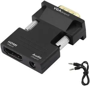 JAENFONG HDMI to VGA Adapter with Audio 1080P HDMI Female to VGA Male Converter Adapter 3.5mm Audio Cable for TV Stick, Roku, Laptop, PC, Projector, TV, Monitor, Digital Camera, Etc