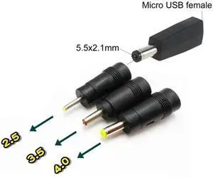 JAENFONG Micro USB Female to DC 5.5x2.1mm 3.5x1.35mm 2.5x0.7mm 4.0x1.7mm Male 5V Connector Adapter Power Supply for Router Camera