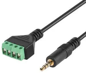 JAENFONG 3.5mm TRRS Stereo 4 Pole Male Plug to 4Pin AV Screw Video Shield 30cm Balun Terminal Connector Adapter Cable