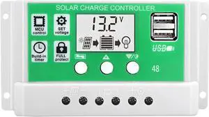 JAENFONG 30A 12V 24V Solar Charge Controller Lithium Battery LCD Display USB Charged Solar Panel Charger