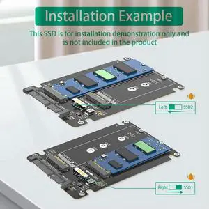 JAENFONG Dual M.2 B Key NGFF SSD To 2.5 SATA III Adapter M.2 SATA Adapter 6Gbps Dual NGFF B Key M.2 SSD Card Driver-free with Enclosure