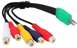 JAENFONG 1pc BN39-01154W 3.5mm + 2.5mm to 5 RCA Audio Video AV Component Adapter Cable For LED LCD TV BN3901154W