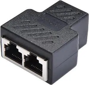 1X2 RJ45 Splitter Adapter, RJ45 Female 1 to 2 port Female Ethernet Coupler, 8P8C LAN Network Extender Connector for Cat5, Cat5e, Cat6, Cat7