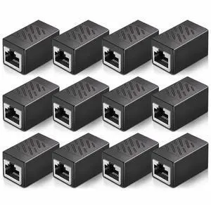 RJ45 Coupler, 12 Pack Ethernet Extender Adapter, Ethernet Coupler Female to Female Connector for Cat7/ Cat6/ Cat5/ Cat5e Ethernet Cable