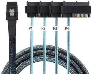 JAENFONG Internal 36 Pin Mini SAS SFF-8087 Host to 4 SFF-8482 Target SAS Hard Disk and SATA Power Cable 50cm