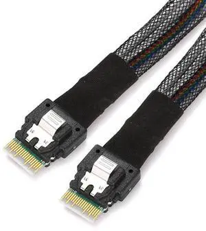 JAENFONG SFF-8654 Male to SFF-8654 Male PCI-E Slimline SAS 4.0 SFF-8654 4i 38 Pin Host to SFF-8654 Slim SAS Target Cable 50cm