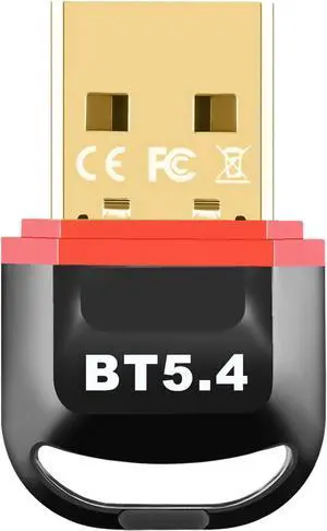 USB Bluetooth 5.4 Adapter Plug & Play Bluetooth Dongle Receiver Long Range Support Windows 11/10/8.1 for Desktop Laptop PS/Xbox Keyboard Mouse Headset(Red)