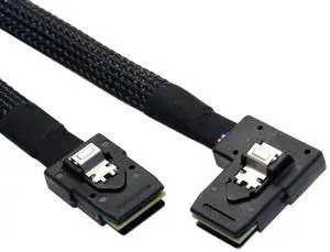 JAENFONG 80cm Ultra Slim Flat Left Angled 90 Degree Mini SAS 36pin SFF-8087 to 8087 Data Raid Cable