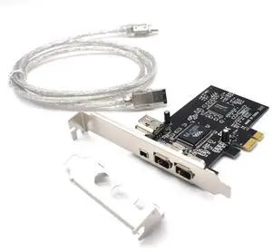 PCIe 3 Ports 1394A Firewire Expansion Card, PCI Express (1X) to External IEEE 1394 Adapter Controller (2 x 6 Pin + 1 x 4 Pin) with Low Profile Bracket for Desktop PC and DV Connection
