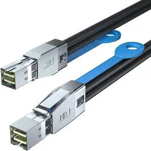 JAENFONG 12G Mini SAS HD SFF-8644 to SFF-8644 Cable for NVMe Enclosure/Storage Array, SAN & JBOD Compatibility, 100-Ohm, 1.5-m(4.9ft)