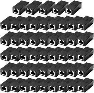 50 PCS Gigabit RJ45 Coupler, Ethernet Extender Connector in Line Coupler for Cat8/Cat7/Cat6/Cat5e/Cat5 Ethernet Cable Extender Adapter Female to Female (Black)