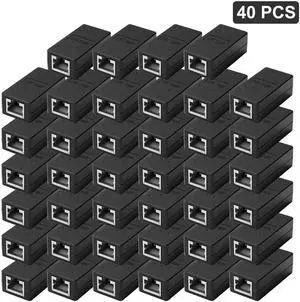 40 PCS Gigabit RJ45 Coupler, Ethernet Extender Connector in Line Coupler for Cat8/Cat7/Cat6/Cat5e/Cat5 Ethernet Cable Extender Adapter Female to Female (Black)