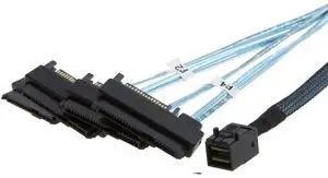 JAENFONG Mini SAS SFF-8643 to (4) 29pin SFF-8482 connectors with SAS 15pin Power Port, 1M / 3.3FT