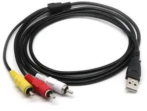 USB to RCA Cable, 5ft USB Male to RCA Male Jack Splitter Audio Video Cable, 3RCA Cord to Connect AV Adapter for TVs PC HDTV DVD Computers Smart Phones and More Decices