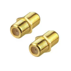 Coaxial Cable Connector, RG6 Coax Cable Extender F-Type Gold Plated Adapter Female to Female for TV Cables, 2 Pack