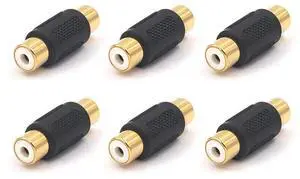 6-Pack Gold Plated RCA Female to RCA Female Coupler,Compatible with Phono,Speaker,RCA Cable,Amplifier