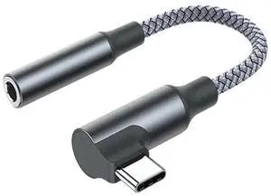 USB C to Audio Jack Adapter for iPhone 16/15, USB-C to 3.5mm Female Headphone for iPhone 15/16 Pro, Braid Type-C Headphone Adapter for Samsung Galaxy S23 S2 Ultra, Note 20, iPad Pro[90 Degree Design]