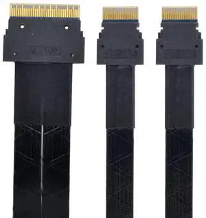 JAENFONG PCI-E Ultraport Slimline SAS Slim 4.0 SFF-8654 8i 74pin to Dual SFF-8654 4i 38Pin Cable 50cm PCI-Express