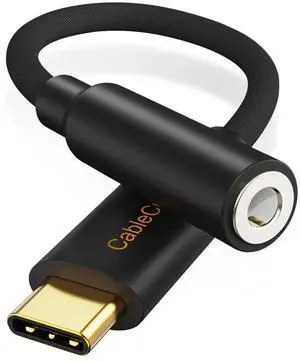 USB C to 3.5mm Headphone Adapter, Type-C to 3.5mm Audio Adapter Compatible with Galaxy S22 S20 S21 Ultra Z Flip S20+, iPad Pro 2020, Pixel 4 3 2 XL etc. 0.33 ft Black
