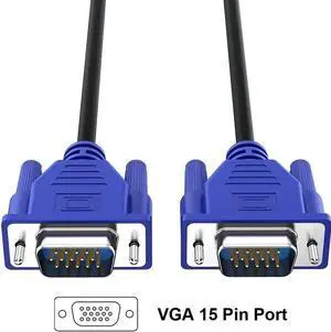 JAENFONG VGA Cable 5 Feet 5-Pack, Male VGA to VGA Male Monitor Computer Cable Adapter Cord HD15 1080P Full HD High Resolutionfor TV Computer Projector-Blue