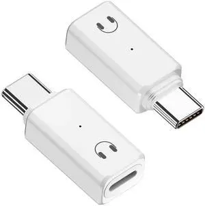 USB C to Headphone Jack Adapter, Type C Male Converter for iPhone Wired Earbuds, iPhone 16/15 Series,iPad Air, Not Support Lavalier Microphone, Charging and Data (White, 2 Pack)