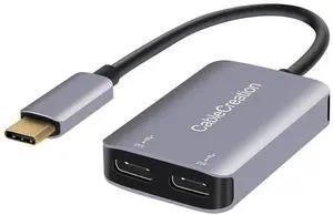 USB Type C Splitter, 2-in-1 USB C Audio Adapter and PD Fast Charging, Type C Aux Dongle Compatible with iPad, MacBook, iPhone 16 15 Pro Max Plus, Galaxy S24/S23/S22+, Pixel 9/8/7+, Grey