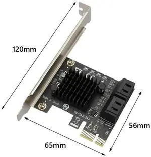 JAENFONG 4 Port SATA III to PCIe PCI Express 3.0 X1 6Gbps Expansion Card Adapter Extension Cable Adapter Card for HDD Image Card