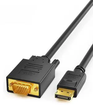 JAENFONG 6ft DP to VGA Cable, Black, Supports 1080P@60Hz, Connects DisplayPort Devices to VGA Monitors, Displays, or Projectors