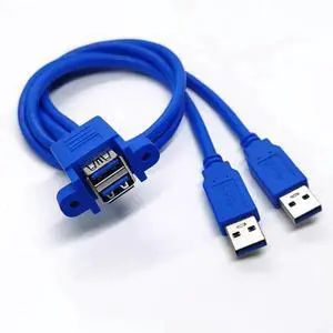JAENFONG USB 3.0 Extension Cable Dual USB3.0 Male to Dual USB3.0 Femalewith Screw Panel Mount 50cm