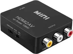 HDMI to RCA, 1080P Mini HDMI to Analogue AV 3RCA CVBS Composite HD Video Audio Converter Adpter Supports PAL/NTSC for PC Laptop PS4 PS3 Xbox Blue-Ray HDTV Camera DVD - Black