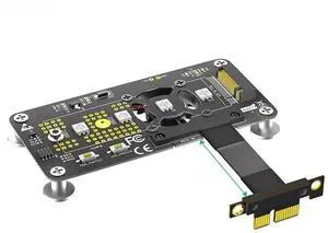 JAENFONG FOR 10CM M.2 NVME to PCIE X1 Extension Cable PCI Express 3.0 1X to M Key Converter Riser Board with Cooling Fan RGB LED Magnetic Pad