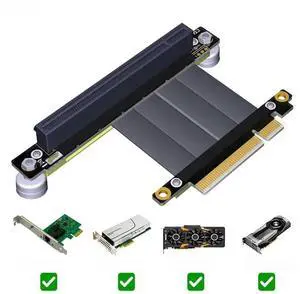 JAENFONG FOR PCI Express x8 to x16 Riser Card Male to Female Graphics Card Riser PCIE 3.0 PCI-E 16x Ribbon Extension Cable with Magnetic Base