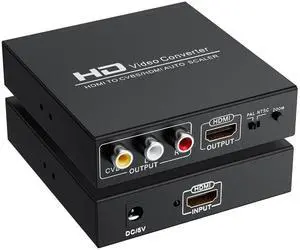 Adapter Converter Fits for HDMI to RCA & AV 3RCA CVBS Composite Video Audio, Support PAL/NTSC, Compatible with PC, Laptop, Xbox, TV, Camera, Monitor