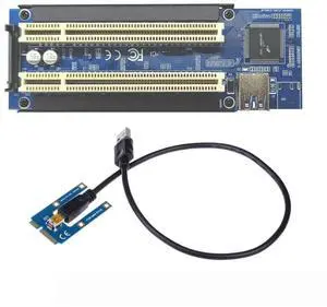 JAENFONG FOR PCI E/NVME/Mini PCIE to PCI Riser Card Dual PCI High Efficiency Adapter Converter with USB 3.0 Cable for Desktop PC ASM1083 Chip