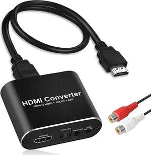 4K@60Hz HDMI Audio Extractor, HDMI to HDMI + Optical Toslink SPDIF + 3.5mm AUX Stereo Audio Out, HDMI Audio Converter Adapter Splitter Support HDCP2.2 Full HD 1080P 3D