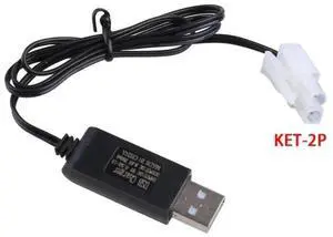 JAENFONG KET-2P Plug 9.6V NiCd NiMH Charger Cable For RC Toys Boat Remote Control Car USB Charger Adapter