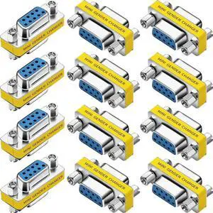 JAENFONG 12-Pack 9Pin RS232 Serial Cable DB9 Female to Female Mini Gender Changer Adapter Coupler Connector