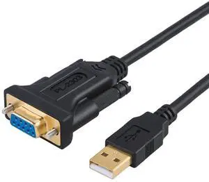 JAENFONG USB to RS232 Serial Adapter with PL2303 Chip, 3.3 FT USB to DB9 Pin Female Converter Cable for Cashier Register, Modem, Scanner, Digital Cameras, CNC etc, Black