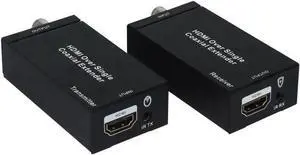 1080P HDMI Over Single Coaxial Extender (Transmitter + Receiver) with IR Coaxial Cable, Signal Range up to 100m
