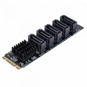 JAENFONG Adapter NGFF Key B+M to SATA 3.0 6Gbps 5 Ports Adapter Converter PM Multi Port Select JMB575 2280