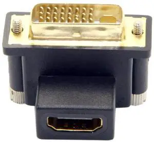 DVI Male to HDMI Female Adapter 90 Degree Up Angled 4K 1080P for Computer HDTV Graphics Card