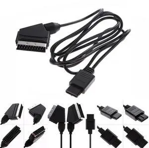 JAENFONG 1.8M A/V TV Video Scart RGB Cable Gaming 21 pin euro scart plug cord wire for Nintendo SNES Gamecube and N64 Console