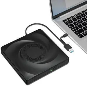 JAENFONG External Blu-ray Drive, USB 3.0 Type-C Optical External DVD Drive Burner, External Bluray Burner Compatible with Windows/MacOS/Linux Laptop Desktop